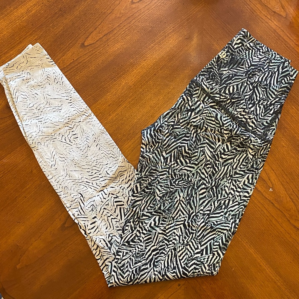 Lululemon leggings - green, black, white pattern
